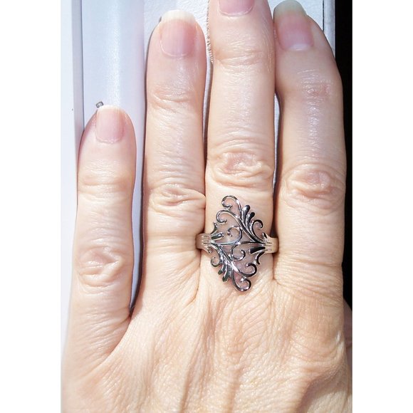 925 STERLING SILVER Unique Swirls Statement Ring - Picture 3 of 16